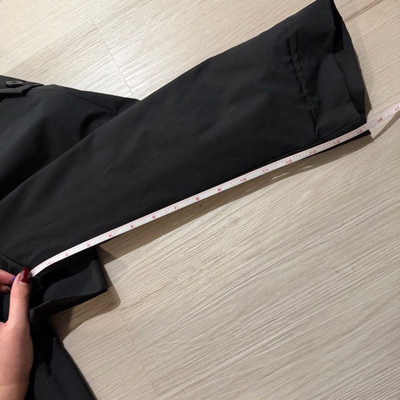 Black Double-Breasted Fleece-Lined Trench Coat - Picture 6 of 7